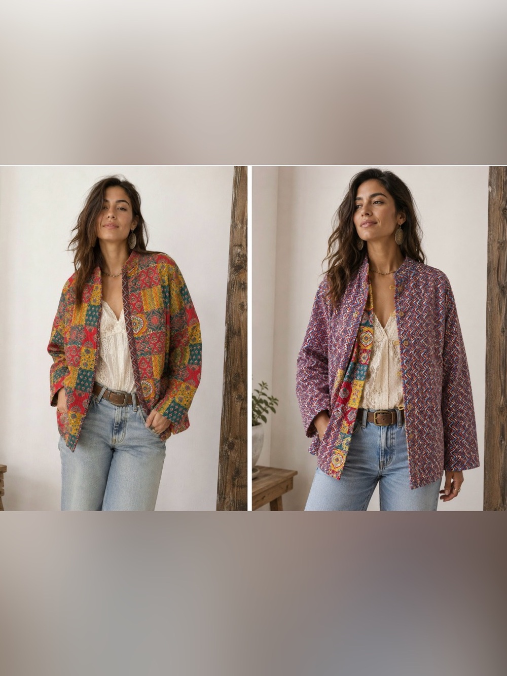 NWOT Handmade Reversible Quilted Cotton Jacket • One of a Kind • Size M